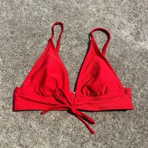 Shade‎ & Shore Swim Women Sz Small Red Embroidered Triangle Bikini Top Front Tie